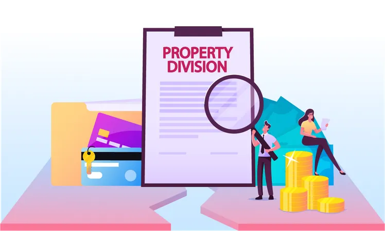 Male Lawyer Reading Property Division Contract Illustration