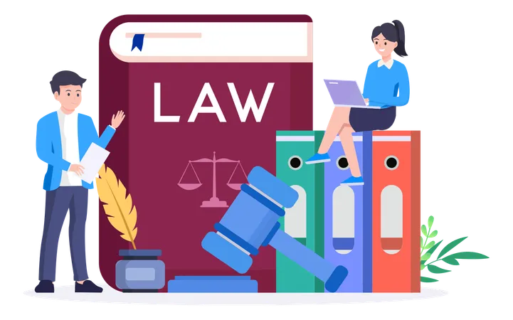 Male lawyer studying law  Illustration