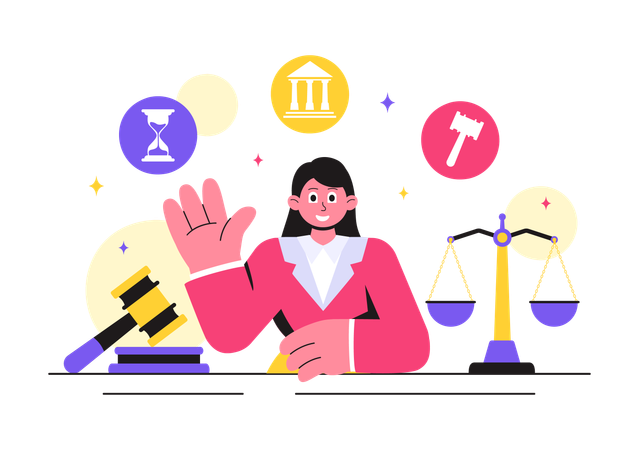 Male lawyer waving hand  Illustration