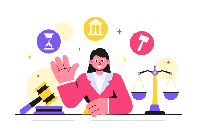 Male lawyer waving hand  Illustration