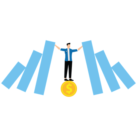 Male leadership to manage disaster situation  Illustration