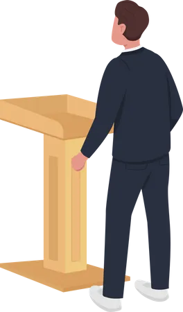 Male lecturer behind lectern  イラスト