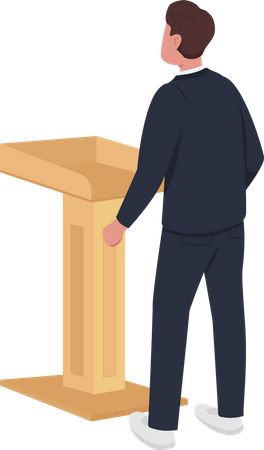 Male lecturer behind lectern  Illustration