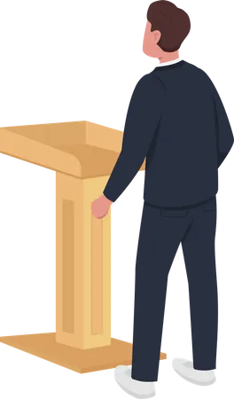 Male lecturer behind lectern  Illustration