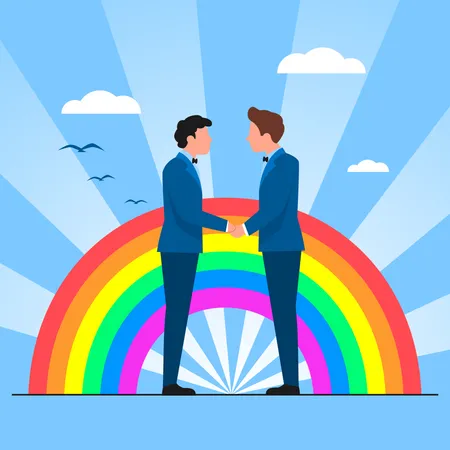 Male LGBT couple getting married Illustration