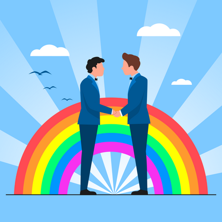 Male LGBT couple getting married  Illustration