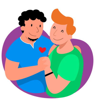 Male lgbt couple hugging each other Illustration