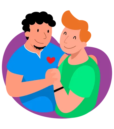 Male lgbt couple hugging each other Illustration