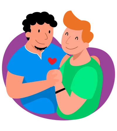 Male lgbt couple hugging each other  Illustration