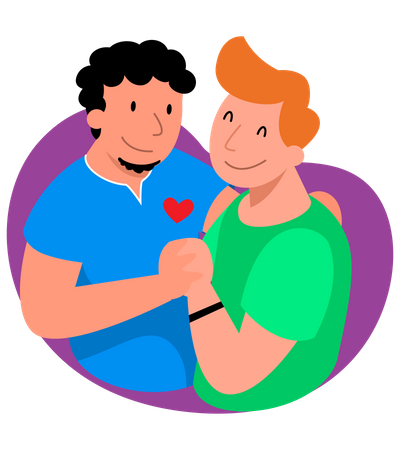 Male lgbt couple hugging each other  Illustration