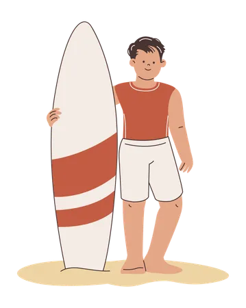 Male Lifeguard with Surfboard  Illustration