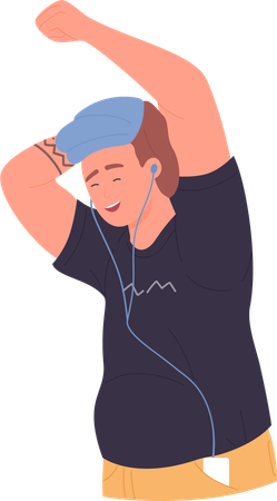 Male listen music  Illustration