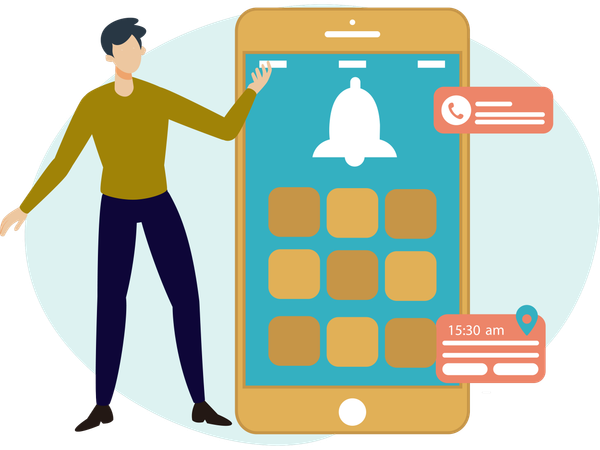 Male looking at Calendar Notification  Illustration