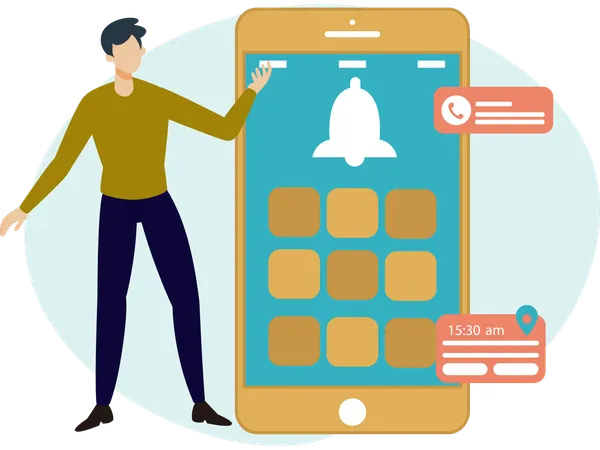 Male looking at Calendar Notification  Illustration