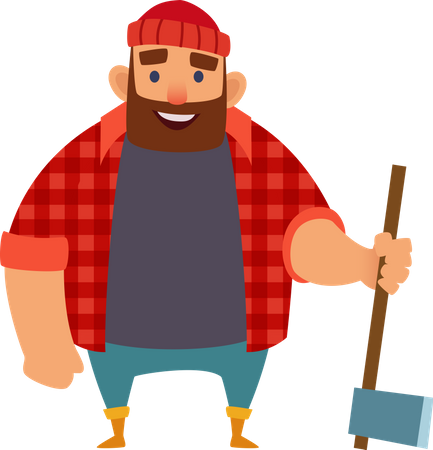 Male Lumberjack holding axe Illustration