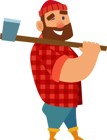 Male Lumberjack holding axe  Illustration
