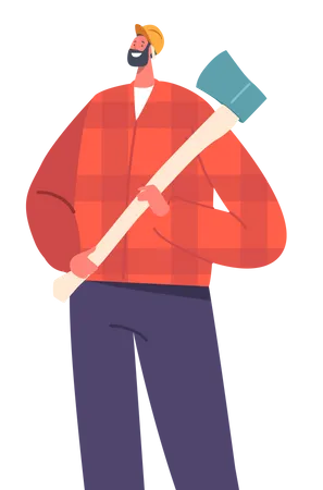 Male Lumberjack holding Axe  Illustration