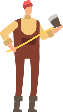 Male Lumberjack holding axe  Illustration