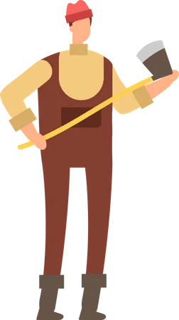 Male Lumberjack holding axe  Illustration