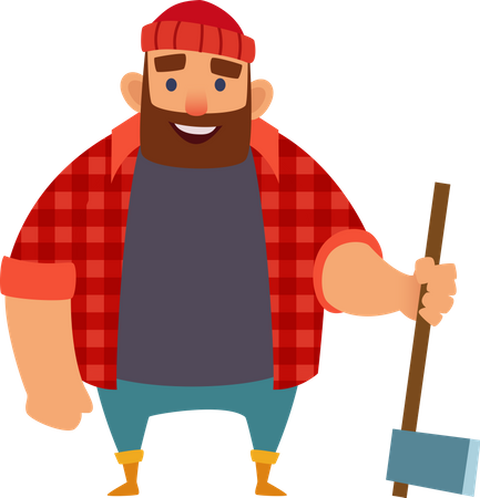 Male Lumberjack holding axe  Illustration