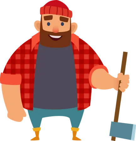 Male Lumberjack holding axe  Illustration