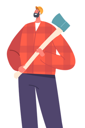 Male Lumberjack holding Axe  Illustration