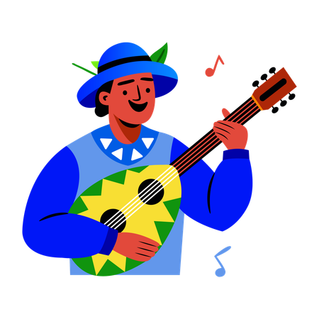 Male Lutenist  Illustration