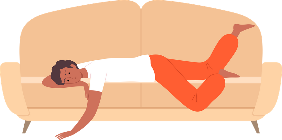 Male lying on couch Illustration