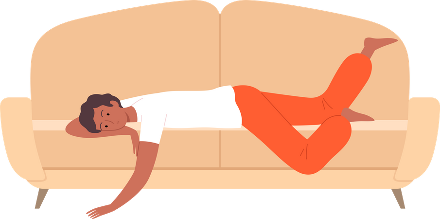 Male lying on couch  Illustration