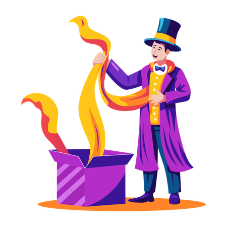 Male magician showing magic  Illustration