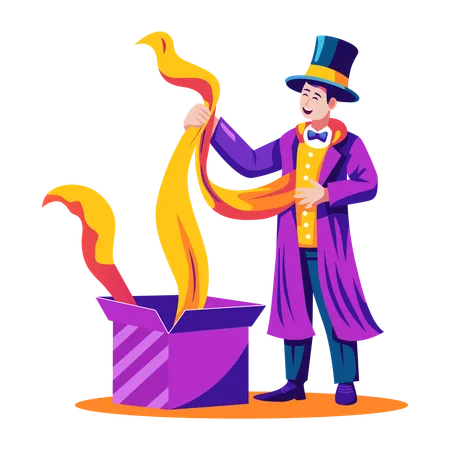 Male magician showing magic  Illustration