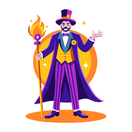 Male magician showing magic  Illustration