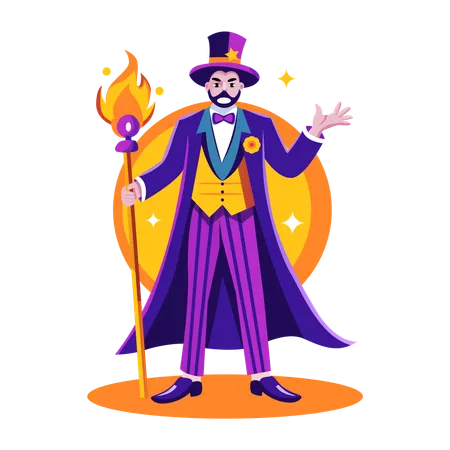 Male magician showing magic  Illustration