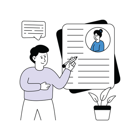 Male Manager Check Employee Data  Illustration