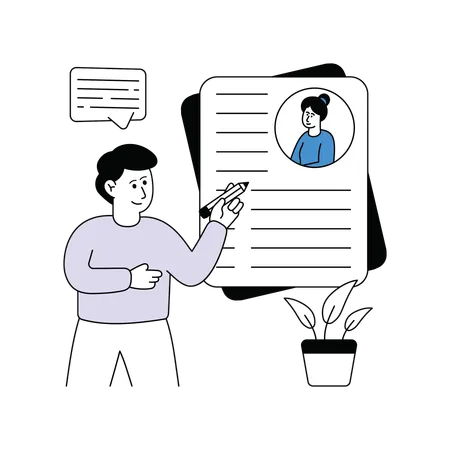 Male Manager Check Employee Data  Illustration