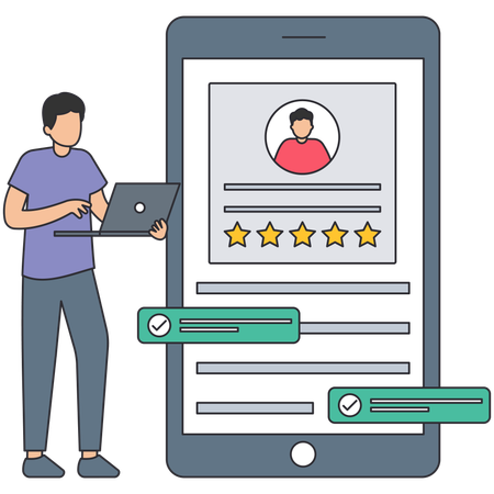 Male manager checking employee profile  Illustration