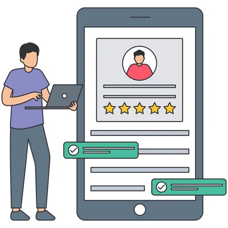Male manager checking employee profile  Illustration