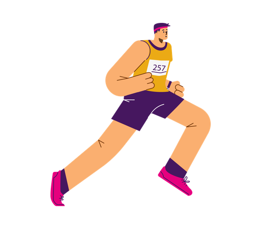 Male marathoner Running  Illustration