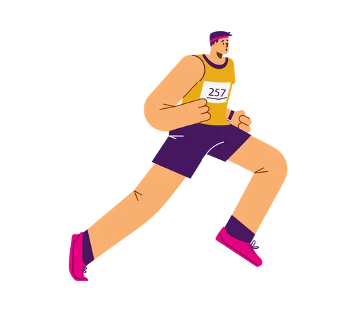 Male marathoner Running  Illustration