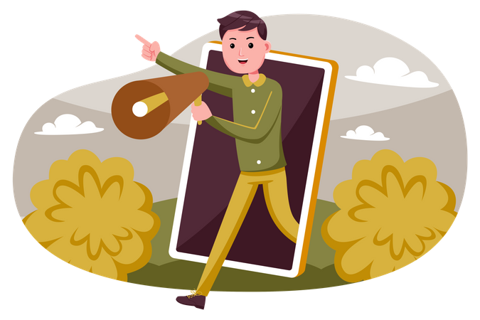 Male marketing employee making promotion  Illustration