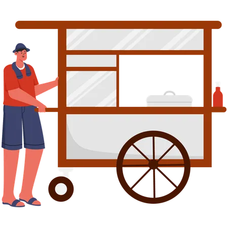 Male Meatball Seller  Illustration