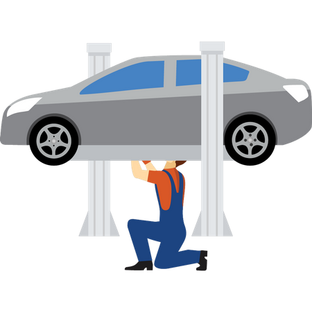 Male mechanic repairing car  Illustration