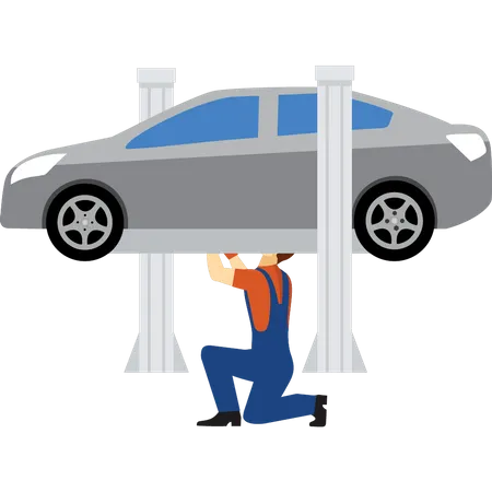 Male mechanic repairing car  Illustration