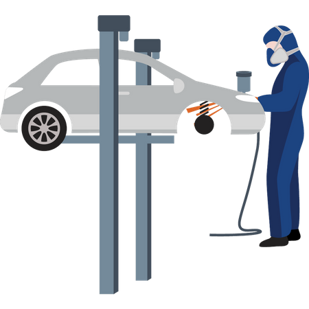 Male mechanic repairing car  Illustration