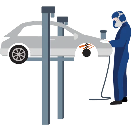 Male mechanic repairing car  Illustration