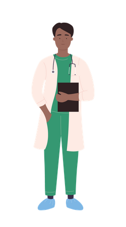 Male medical assistant holding clipboard  Illustration