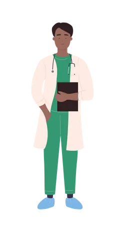 Male medical assistant holding clipboard  Illustration