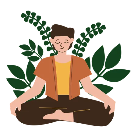 Male Meditation Practice  イラスト