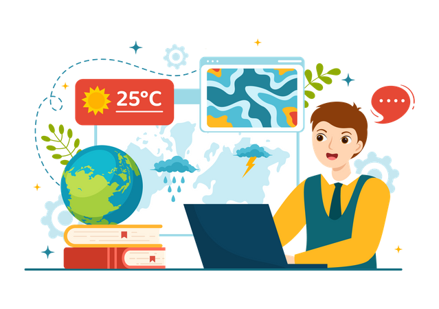 Male Meteorologist checking weather  Illustration