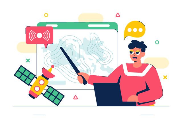Male meteorologist doing weather analysis  Illustration